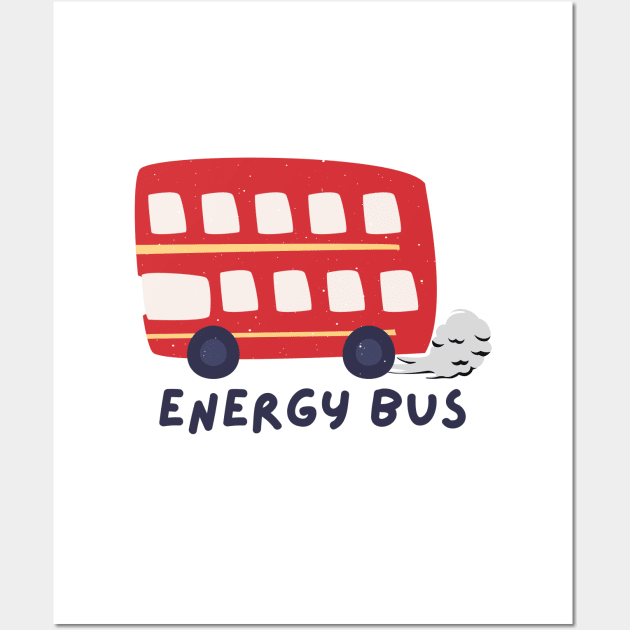 Energy Bus - Red Bus Driving To The Left Wall Art by Double E Design